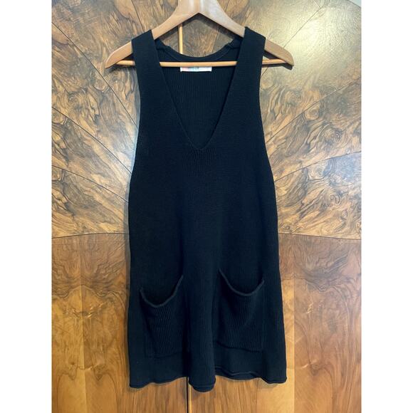 FP BEACH Free People Nikki Sweater Knit Dress Patch Pockets Black Size XS - Picture 2 of 14